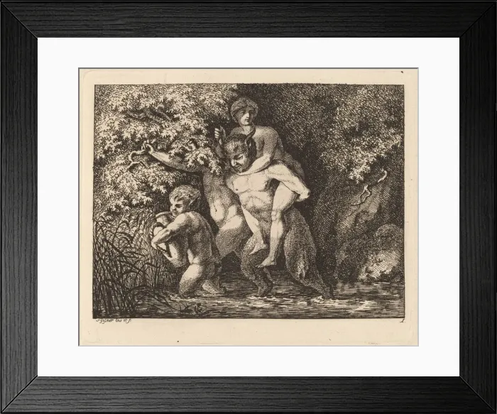 Framed Print : Satyr Carrying a Nymph on His Back, 1769 / 71. Creator: Salomon Gessner Framed Print : Satyr Carrying a Nymph on His Back, 1769 / 71. Creator: Salomon Gessner