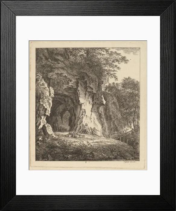 Framed Print : Two Shepherds in a Rocky Landscape, 1764. Creator: Salomon Gessner Framed Print : Two Shepherds in a Rocky Landscape, 1764. Creator: Salomon Gessner