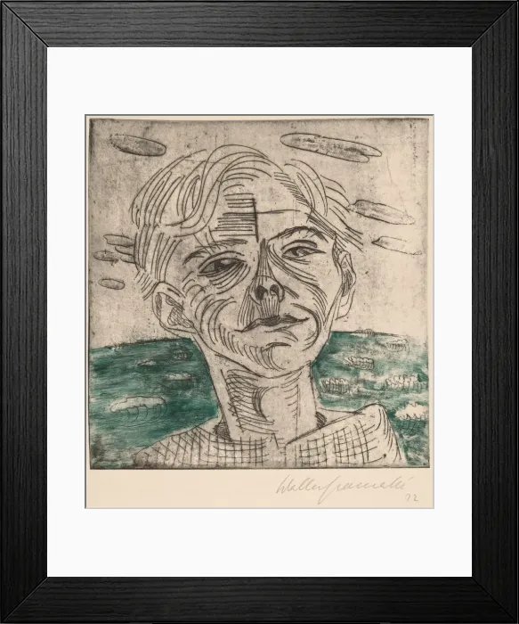 Framed Print : Man at the Sea, Self-portrait (Mann am Meer, Selbstportrat), 1923