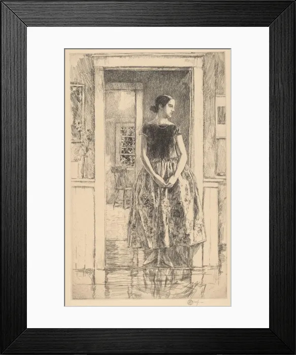 Framed Print : Girl in a Modern Gown, 1922. Creator: Frederick Childe Hassam Framed Print : Girl in a Modern Gown, 1922. Creator: Frederick Childe Hassam