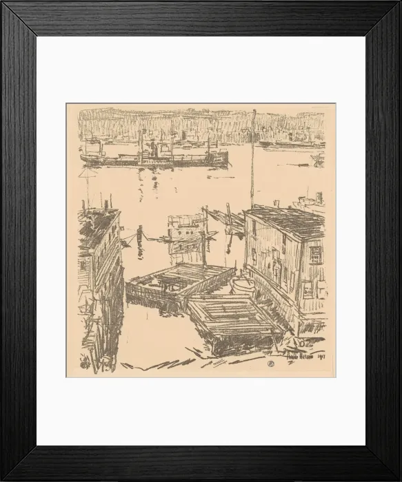 Framed Print : North River, 1917. Creator: Frederick Childe Hassam Framed Print : North River, 1917. Creator: Frederick Childe Hassam