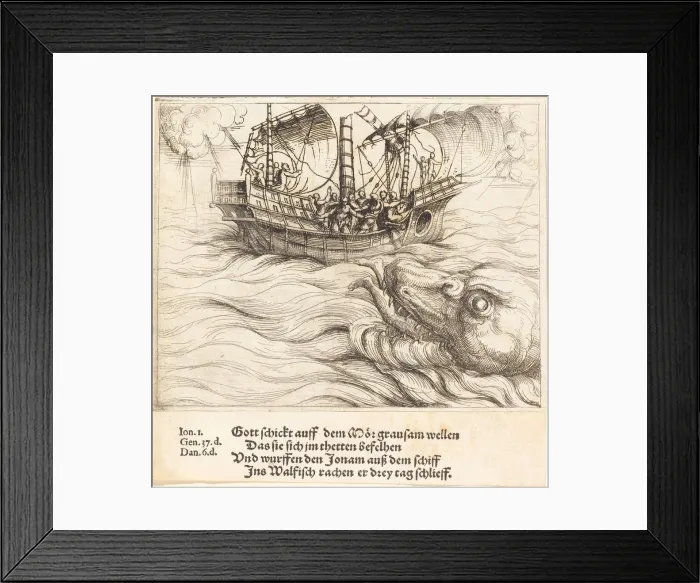 Framed Print : Jonah in the Whale. Creator: Augustin Hirschvogel Framed Print : Jonah in the Whale. Creator: Augustin Hirschvogel