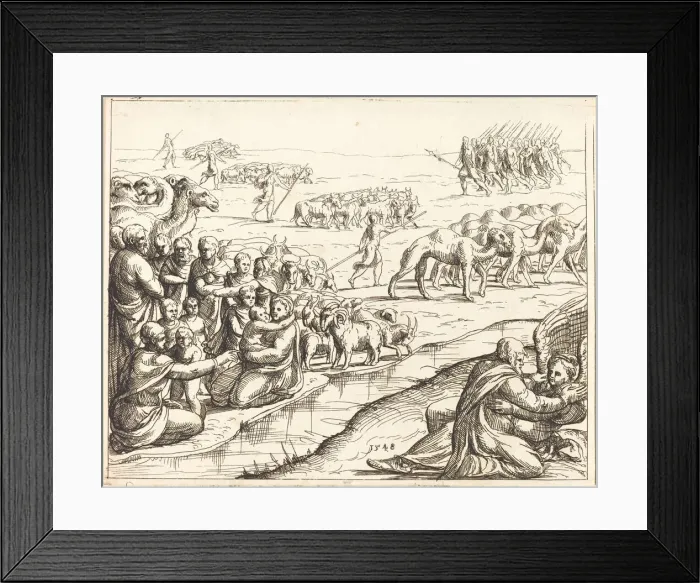 Framed Print : Jacob Wrestling with the Angel. Creator: Augustin Hirschvogel Framed Print : Jacob Wrestling with the Angel. Creator: Augustin Hirschvogel