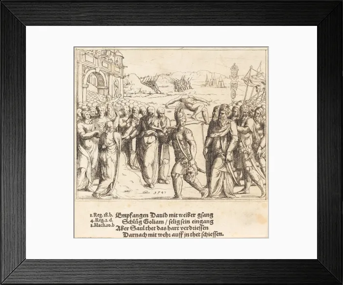 Framed Print : David is Welcomed after Killing Goliath, and Sauls Jealousy, 1547 Framed Print : David is Welcomed after Killing Goliath, and Sauls Jealousy, 1547