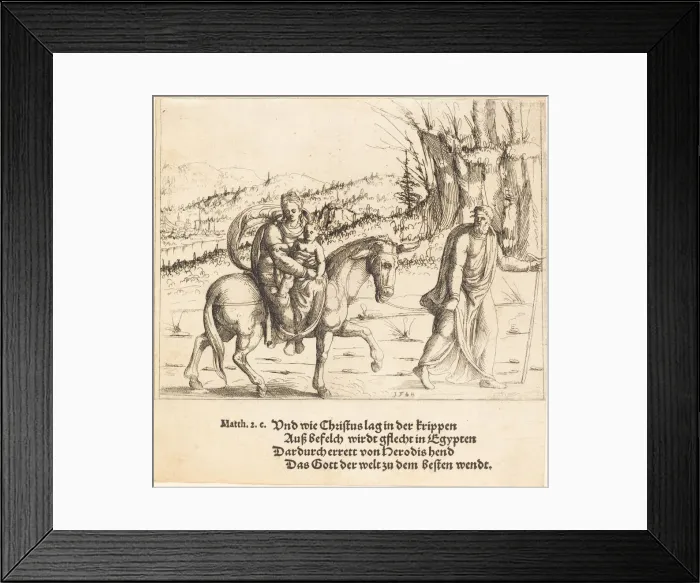 Framed Print : The Flight into Egypt, 1548. Creator: Augustin Hirschvogel Framed Print : The Flight into Egypt, 1548. Creator: Augustin Hirschvogel