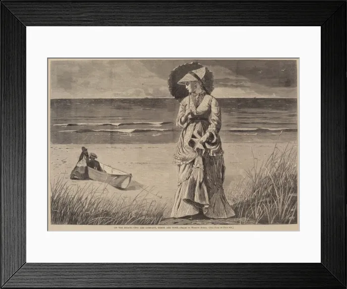 Framed Print : On the Beach - Two are Company, Three are None, published 1872. Creator: Winslow Homer Framed Print : On the Beach - Two are Company, Three are None, published 1872. Creator: Winslow Homer