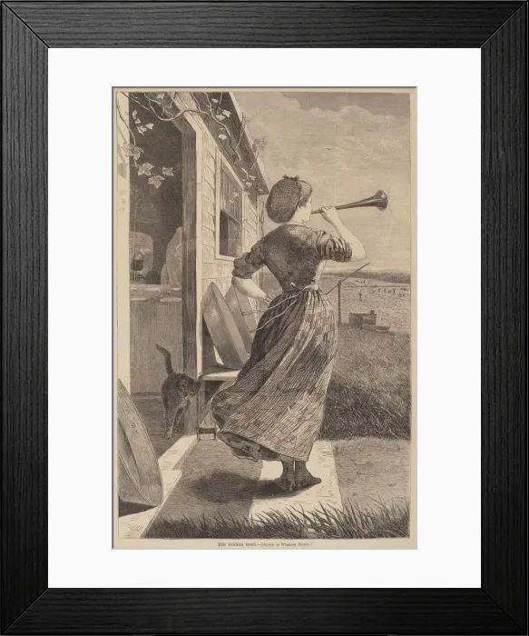 Framed Print : The Dinner Horn, published 1870. Creator: Winslow Homer Framed Print : The Dinner Horn, published 1870. Creator: Winslow Homer