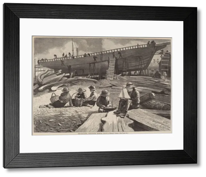 Framed Print : Ship-Building, Gloucester Harbor, published 1873. Creator: Winslow Homer Framed Print : Ship-Building, Gloucester Harbor, published 1873. Creator: Winslow Homer