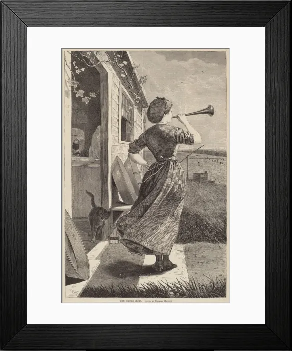 Framed Print : The Dinner Horn, 1870. Creator: Winslow Homer Framed Print : The Dinner Horn, 1870. Creator: Winslow Homer