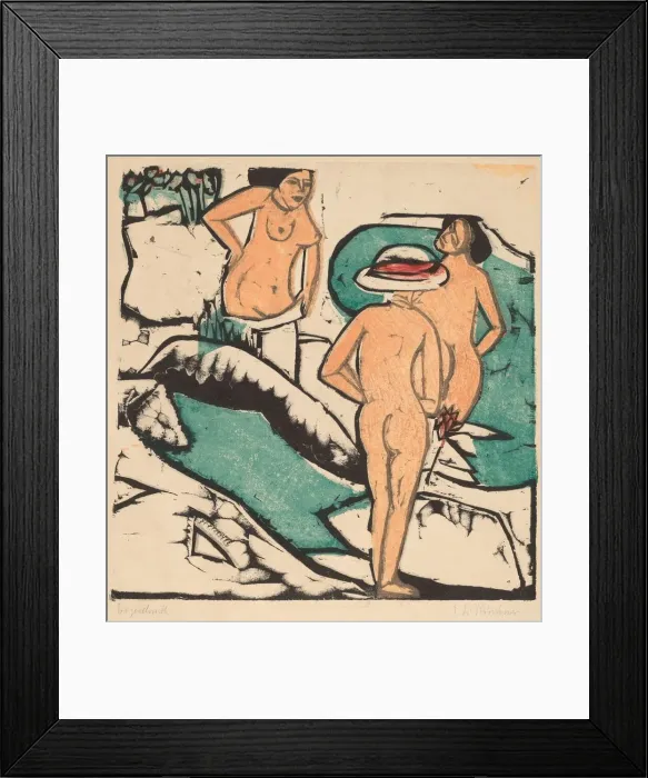 Framed Print : Women Bathing Between White Stones, 1912. Creator: Ernst Kirchner Framed Print : Women Bathing Between White Stones, 1912. Creator: Ernst Kirchner