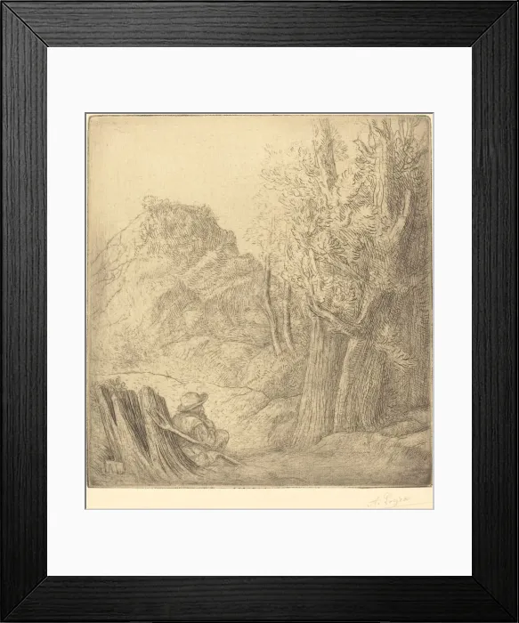 Framed Print : Old Village (Ville vieille). Creator: Alphonse Legros Framed Print : Old Village (Ville vieille). Creator: Alphonse Legros