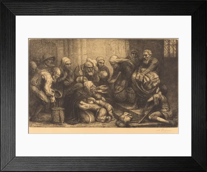 Framed Print : Beggars of Brussels (Les mendiants de Bruges). Creator: Alphonse Legros Framed Print : Beggars of Brussels (Les mendiants de Bruges). Creator: Alphonse Legros
