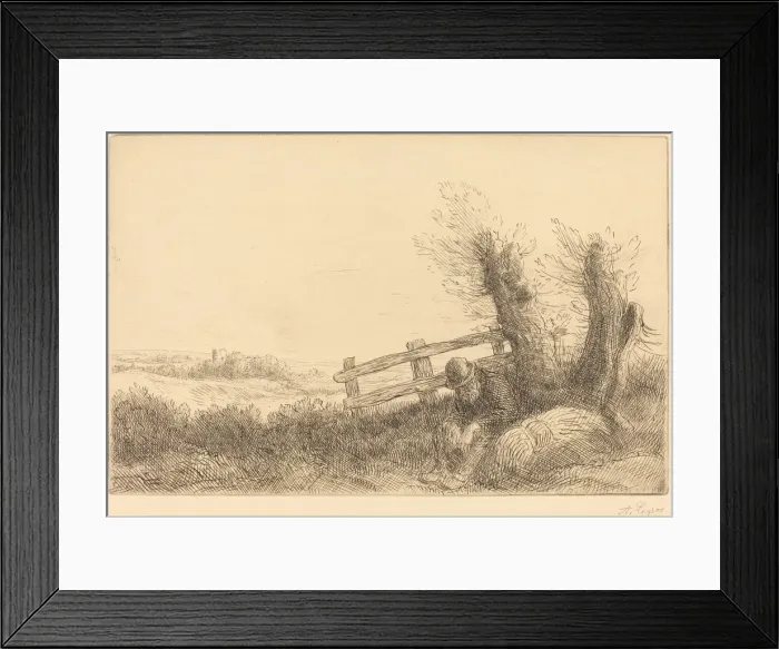 Framed Print : Farmer Reclining (Le fermier au repos). Creator: Alphonse Legros Framed Print : Farmer Reclining (Le fermier au repos). Creator: Alphonse Legros