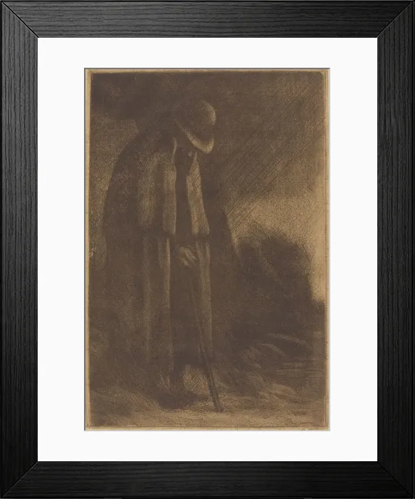 Framed Print : Traveler taking Shelter (Le voyageur a l abri). Creator: Alphonse Legros Framed Print : Traveler taking Shelter (Le voyageur a l abri). Creator: Alphonse Legros