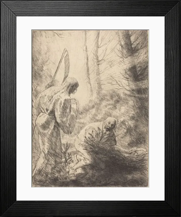 Framed Print : Death and the Woodcutter, 2nd plate (La Mort de le bucheron). Creator: Alphonse Legros Framed Print : Death and the Woodcutter, 2nd plate (La Mort de le bucheron). Creator: Alphonse Legros