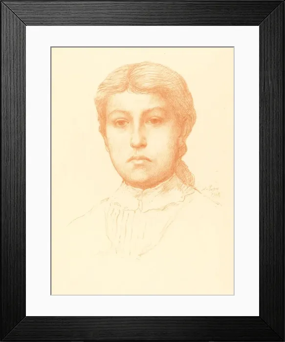 Framed Print : Head of a Young Girl (Tete de jeune fille). Creator: Alphonse Legros Framed Print : Head of a Young Girl (Tete de jeune fille). Creator: Alphonse Legros