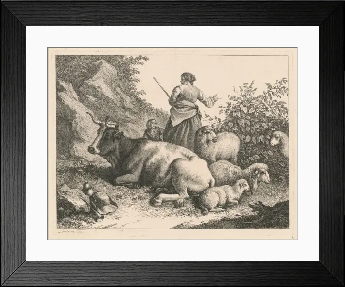 Framed Print : Standing Shepherdess with a Child, after 1776. Creator: Francesco Londonio Framed Print : Standing Shepherdess with a Child, after 1776. Creator: Francesco Londonio