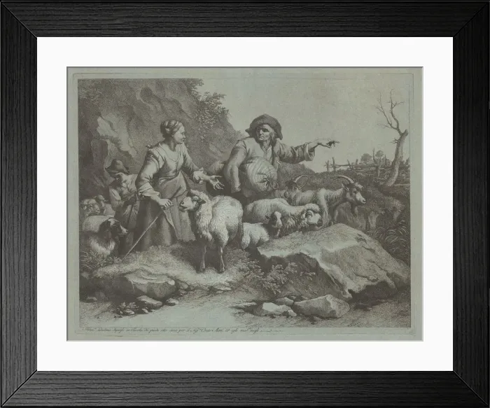 Framed Print : Peasant Man with a Sack and Two Shepherdesses, after 1765. Creator: Francesco Londonio Framed Print : Peasant Man with a Sack and Two Shepherdesses, after 1765. Creator: Francesco Londonio