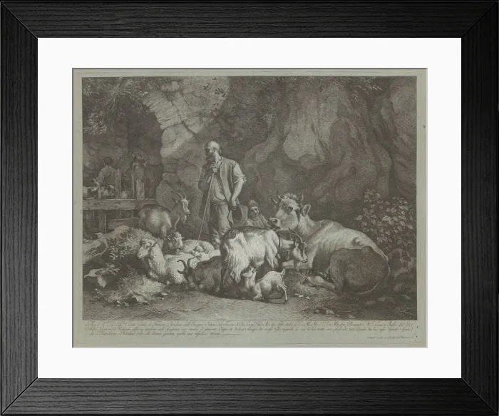 Framed Print : Old, Bald-headed Shepherd, Seated Shepherd Boy and Flock, after 1766 Framed Print : Old, Bald-headed Shepherd, Seated Shepherd Boy and Flock, after 1766