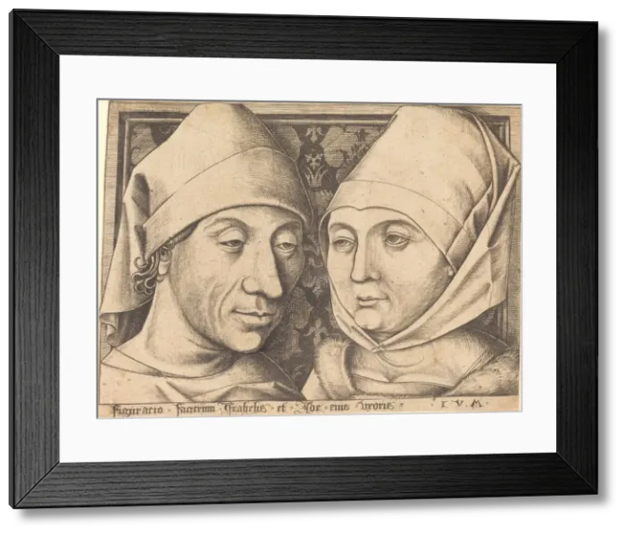 Framed Print : Double Portrait of Israhel van Meckenem and His Wife Ida, c. 1490 Framed Print : Double Portrait of Israhel van Meckenem and His Wife Ida, c. 1490