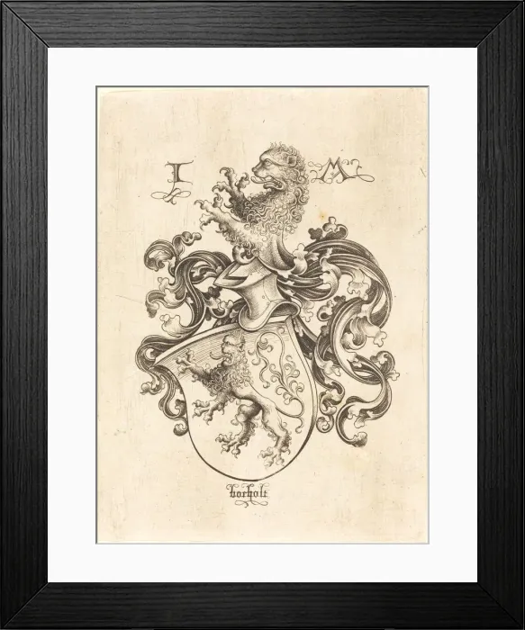 Framed Print : Coat of Arms with Lion, c. 1480 / 1490. Creator: Israhel van Meckenem Framed Print : Coat of Arms with Lion, c. 1480 / 1490. Creator: Israhel van Meckenem