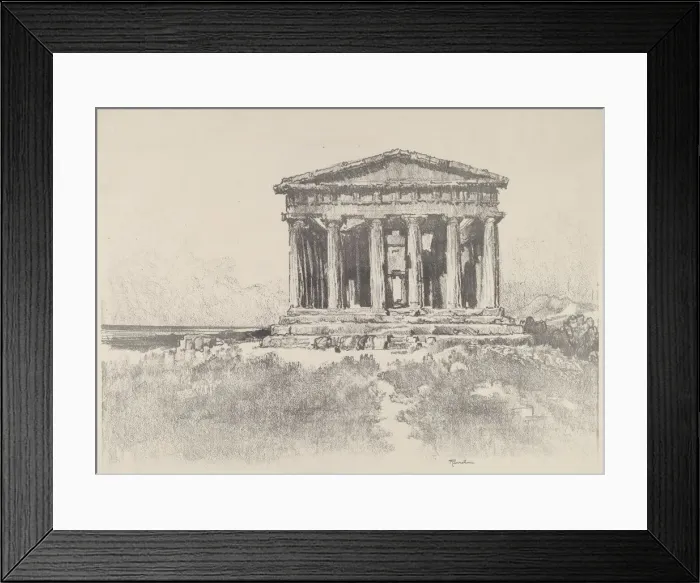 Framed Print : The Temple by the Sea, Temple of Concord, Girgenti, 1913. Creator: Joseph Pennell Framed Print : The Temple by the Sea, Temple of Concord, Girgenti, 1913. Creator: Joseph Pennell