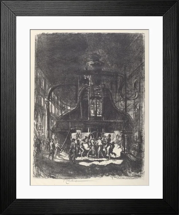 Framed Print : Forging Shells, The Slaves of the Wheel, 1917. Creator: Joseph Pennell Framed Print : Forging Shells, The Slaves of the Wheel, 1917. Creator: Joseph Pennell