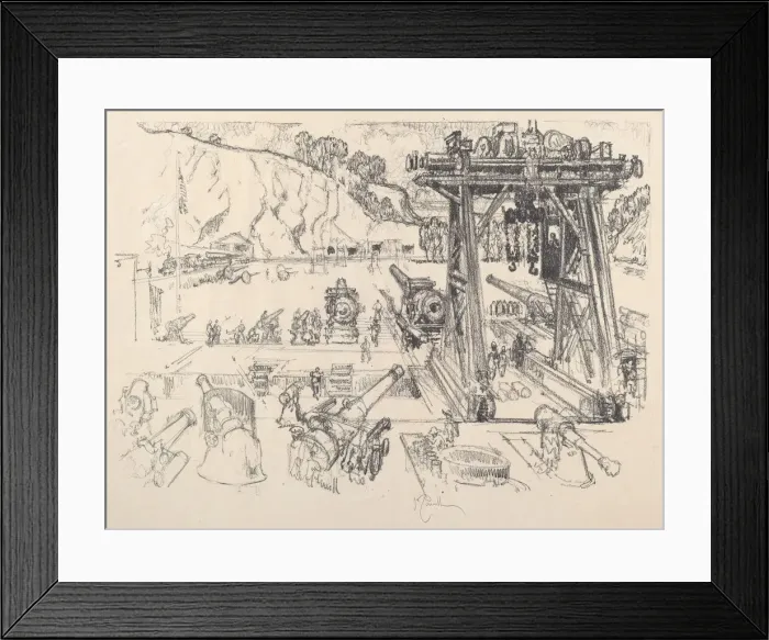 Framed Print : The Gun-Testing Ground, 1917. Creator: Joseph Pennell Framed Print : The Gun-Testing Ground, 1917. Creator: Joseph Pennell
