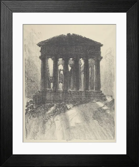 Framed Print : Sunrise Behind Temple of Concord, Girgenti, 1913. Creator: Joseph Pennell Framed Print : Sunrise Behind Temple of Concord, Girgenti, 1913. Creator: Joseph Pennell
