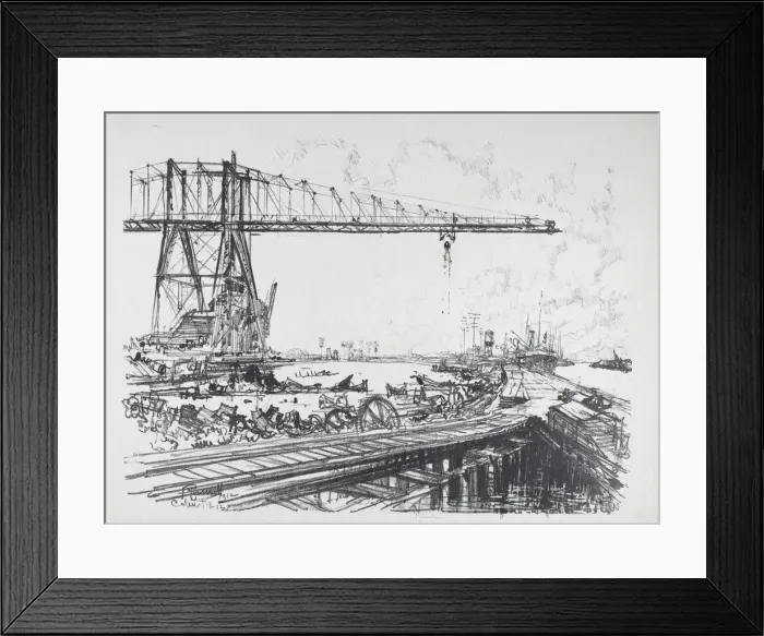 Framed Print : French Canal and American Cranes, 1912. Creator: Joseph Pennell Framed Print : French Canal and American Cranes, 1912. Creator: Joseph Pennell