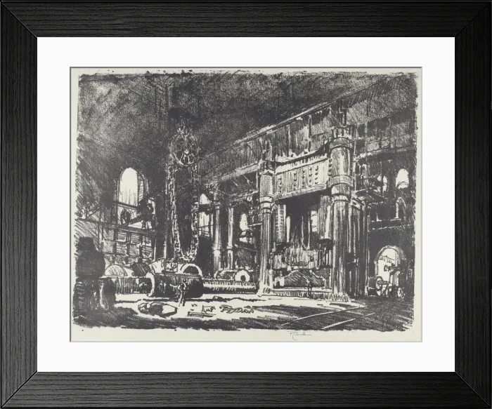 Framed Print : The Gun Forge, 1916. Creator: Joseph Pennell Framed Print : The Gun Forge, 1916. Creator: Joseph Pennell