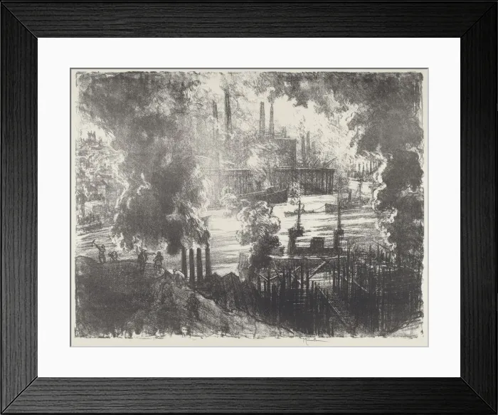 Framed Print : Munitions River, 1916. Creator: Joseph Pennell Framed Print : Munitions River, 1916. Creator: Joseph Pennell