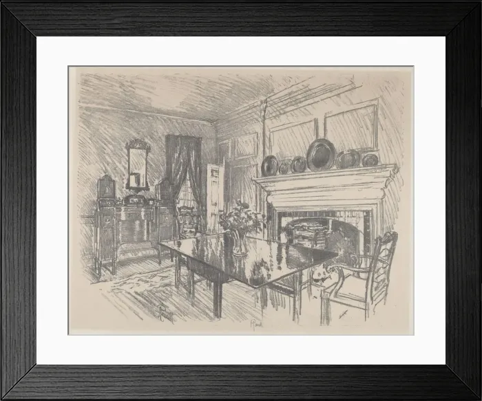 Framed Print : The Dining Room, Stenton, 1912. Creator: Joseph Pennell Framed Print : The Dining Room, Stenton, 1912. Creator: Joseph Pennell