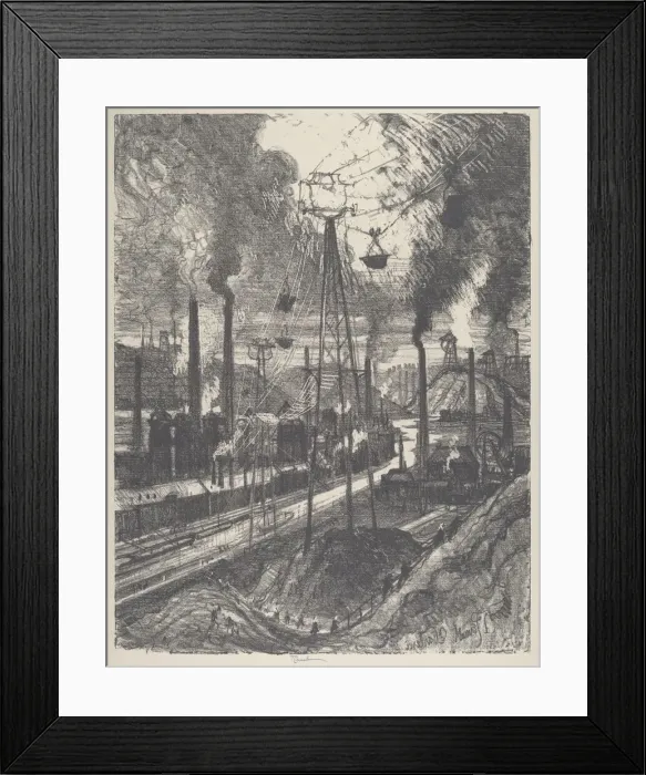 Framed Print : The Travellers, Charleroi, 1911. Creator: Joseph Pennell Framed Print : The Travellers, Charleroi, 1911. Creator: Joseph Pennell
