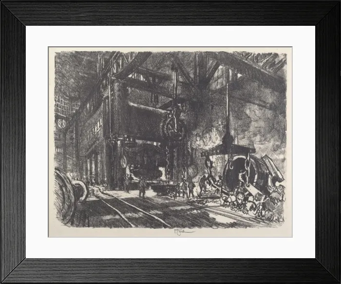 Framed Print : In the Land of Brobdingnag, the Armour Plate Bending Press, 1917. Creator: Joseph Pennell Framed Print : In the Land of Brobdingnag, the Armour Plate Bending Press, 1917. Creator: Joseph Pennell