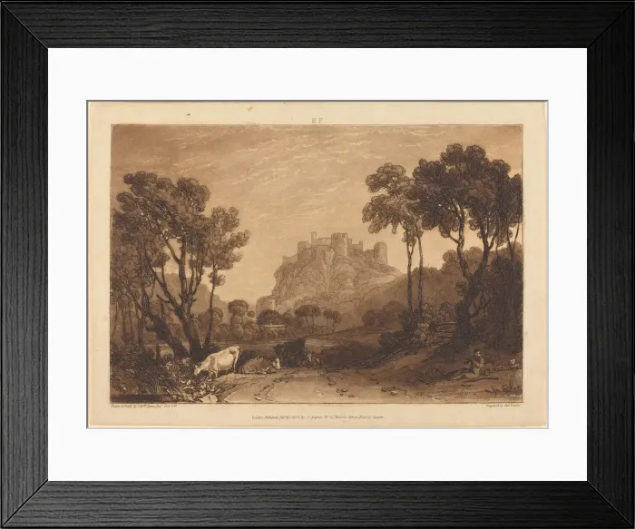 Framed Print : The Castle Above the Meadows, published 1808. Creator: JMW Turner Framed Print : The Castle Above the Meadows, published 1808. Creator: JMW Turner