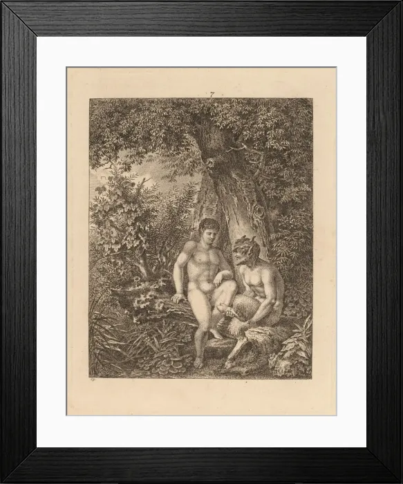 Framed Print : Two Satyrs in a Forest, 1777. Creator: Salomon Gessner Framed Print : Two Satyrs in a Forest, 1777. Creator: Salomon Gessner