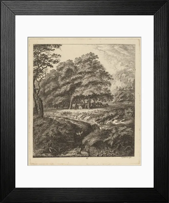 Framed Print : Cattle Resting in a Grove with a Man Seated beside a Brook, 1764 Framed Print : Cattle Resting in a Grove with a Man Seated beside a Brook, 1764