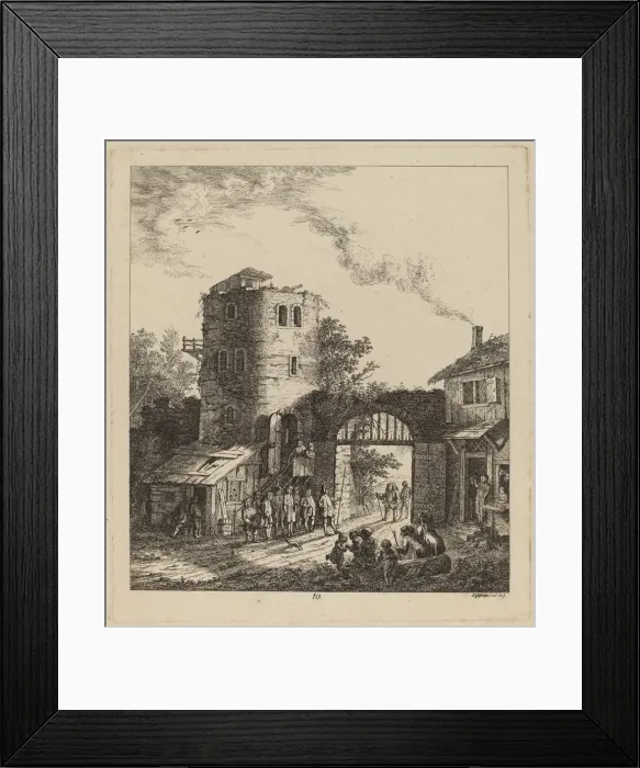 Framed Print : Villagers at a City Gate Greeting a Dignitary, 1764. Creator: Salomon Gessner Framed Print : Villagers at a City Gate Greeting a Dignitary, 1764. Creator: Salomon Gessner