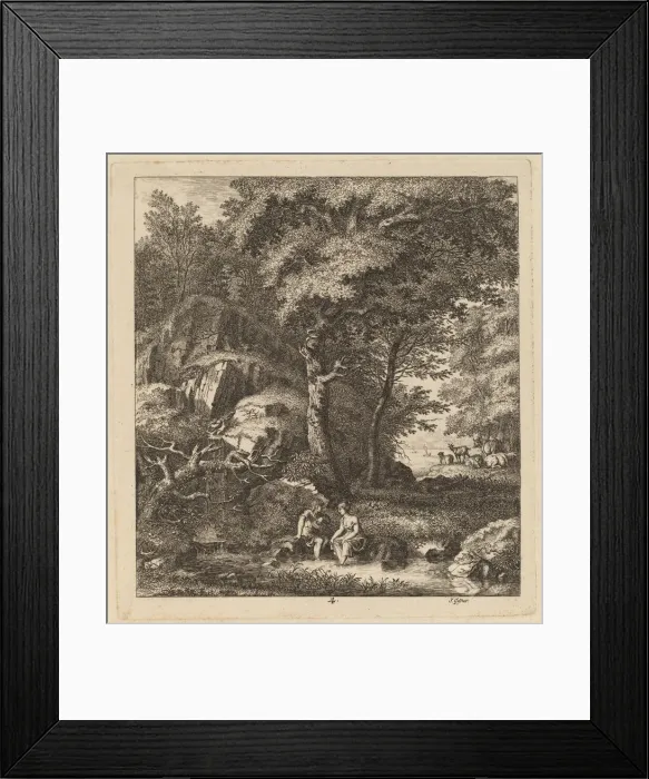 Framed Print : A Shepherd and a Young Woman With Their Feet in a Brook, 1764. Creator: Salomon Gessner Framed Print : A Shepherd and a Young Woman With Their Feet in a Brook, 1764. Creator: Salomon Gessner