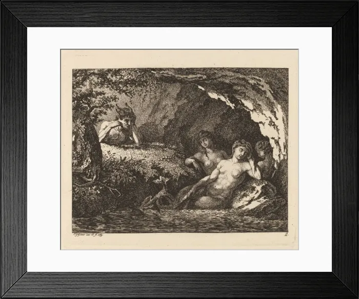 Framed Print : Three Sleeping Sprites with a Satyr, 1769. Creator: Salomon Gessner Framed Print : Three Sleeping Sprites with a Satyr, 1769. Creator: Salomon Gessner