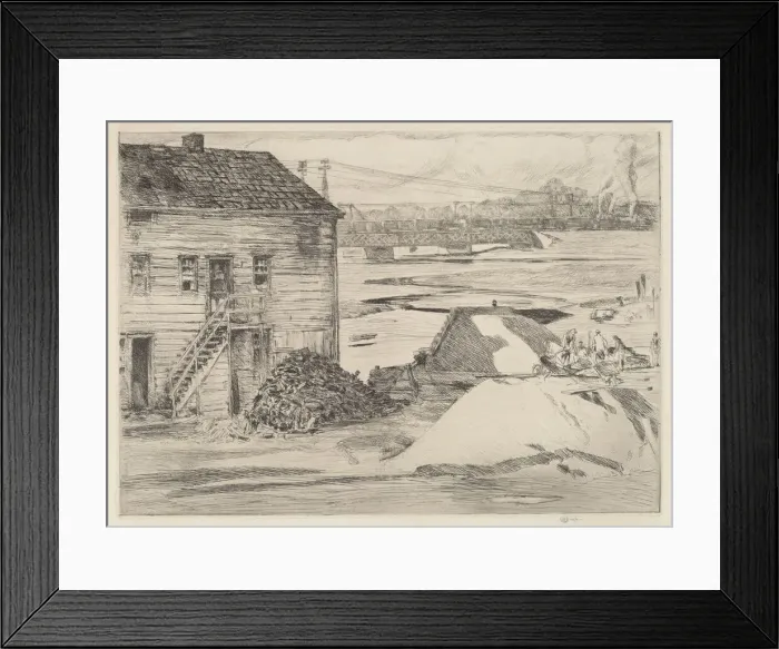 Framed Print : Low Tide, Cos Cob Bridge, 1915. Creator: Frederick Childe Hassam Framed Print : Low Tide, Cos Cob Bridge, 1915. Creator: Frederick Childe Hassam