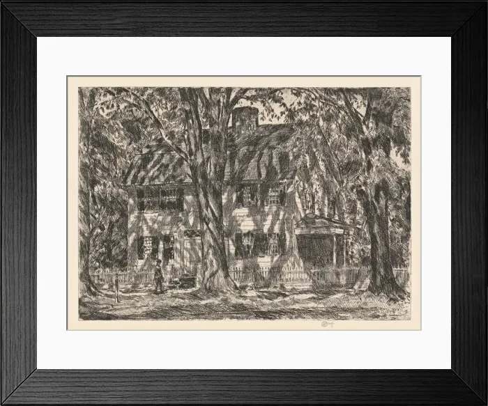 Framed Print : The Lion Gardiner House, Easthampton, 1920. Creator: Frederick Childe Hassam Framed Print : The Lion Gardiner House, Easthampton, 1920. Creator: Frederick Childe Hassam