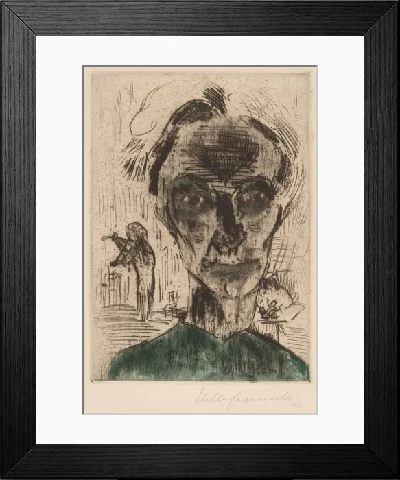 Framed Print : Man in a Room, Self-portrait, 1922-1923. Creator: Walter Gramatté