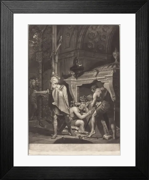 Framed Print : Miravan Opening the Tomb of His Ancestors, 1772. Creator: Valentine Green Framed Print : Miravan Opening the Tomb of His Ancestors, 1772. Creator: Valentine Green