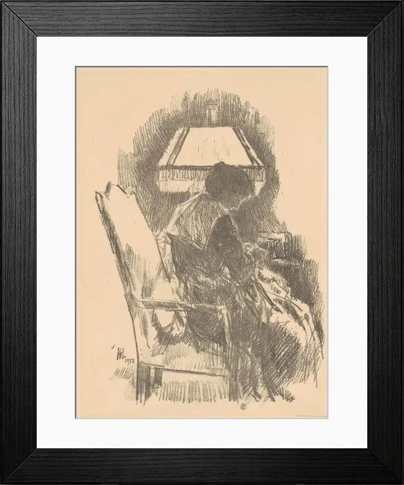 Framed Print : Mrs. Hassam Knitting (large), 1918. Creator: Frederick Childe Hassam Framed Print : Mrs. Hassam Knitting (large), 1918. Creator: Frederick Childe Hassam