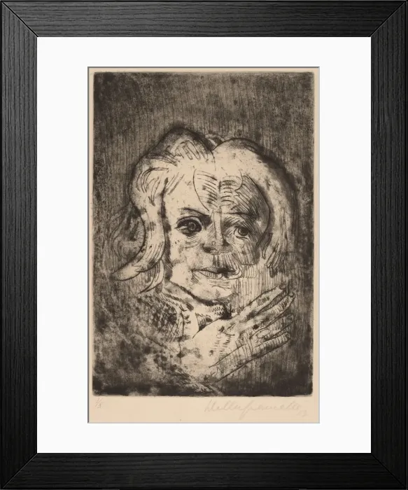 Framed Print : Girl with Hand, 1923. Creator: Walter Gramatté Framed Print : Girl with Hand, 1923. Creator: Walter Gramatté