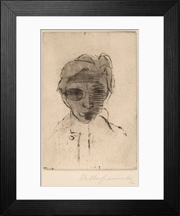 Framed Print : Gloomy Face, Self-portrait (Dunkles Gesicht, Selbstportrat), 1922