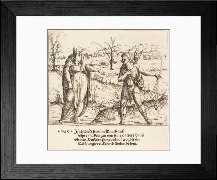 Framed Print : Jesse Sends David to His Brothers and Saul, 1548. Creator: Augustin Hirschvogel Framed Print : Jesse Sends David to His Brothers and Saul, 1548. Creator: Augustin Hirschvogel