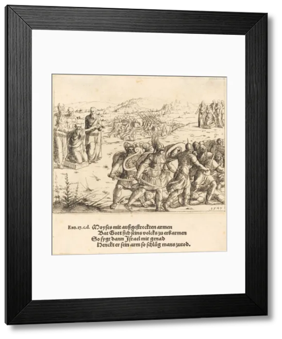 Framed Print : Moses with Outstretched Arms, 1547. Creator: Augustin Hirschvogel Framed Print : Moses with Outstretched Arms, 1547. Creator: Augustin Hirschvogel
